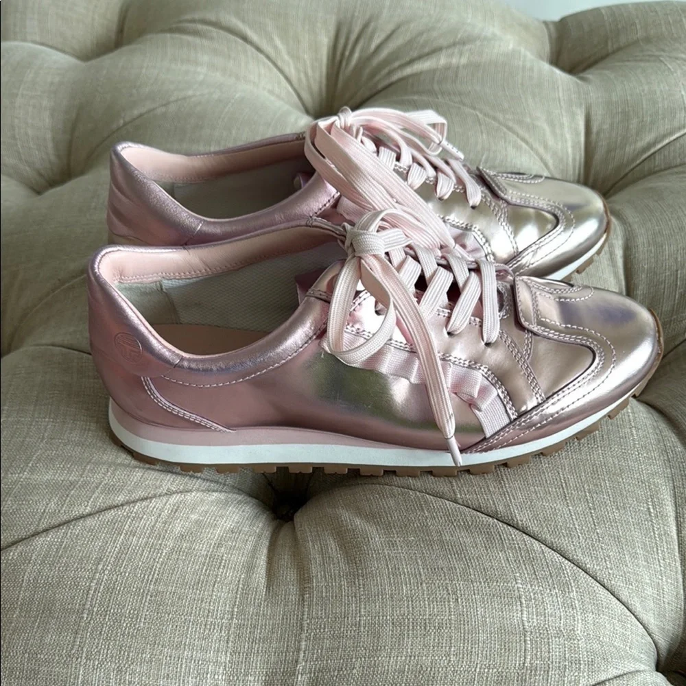 Tory Sport Pink Metallic Sneakers with White Soles